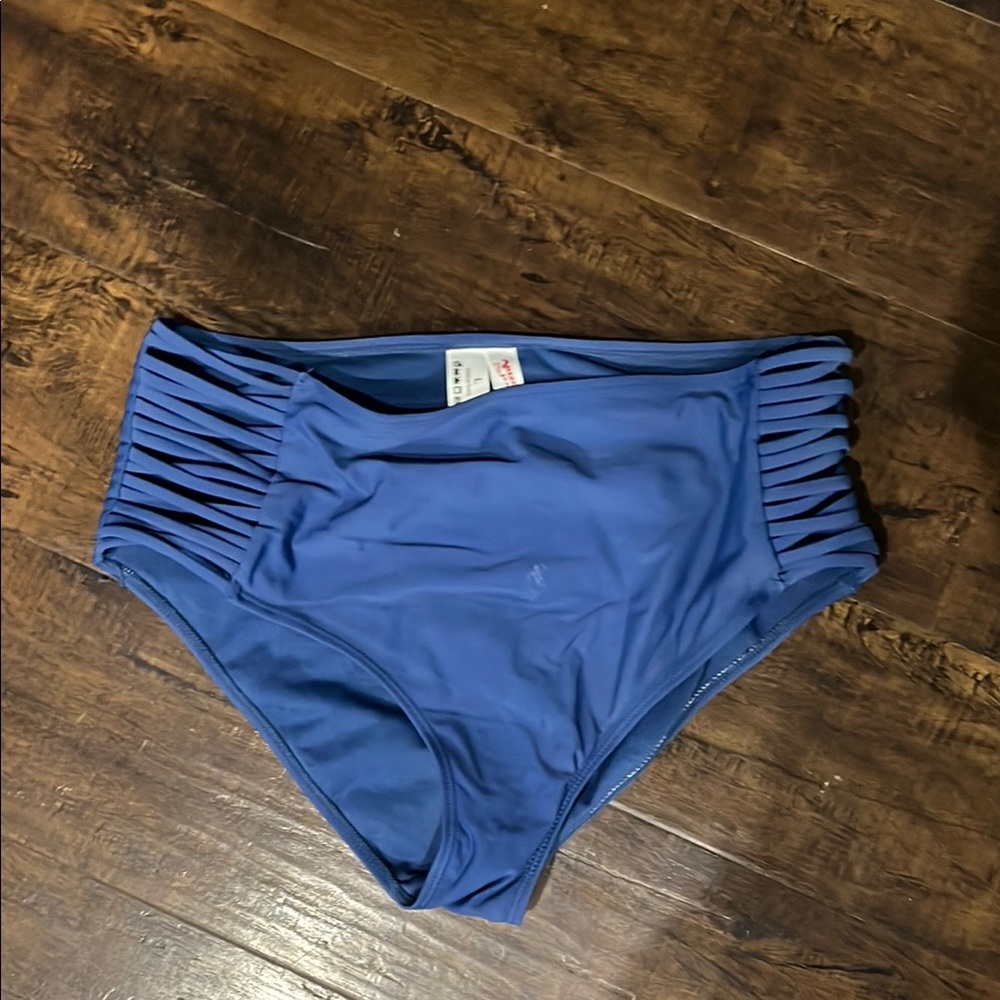 Blue High-Waisted Bikini Bottom